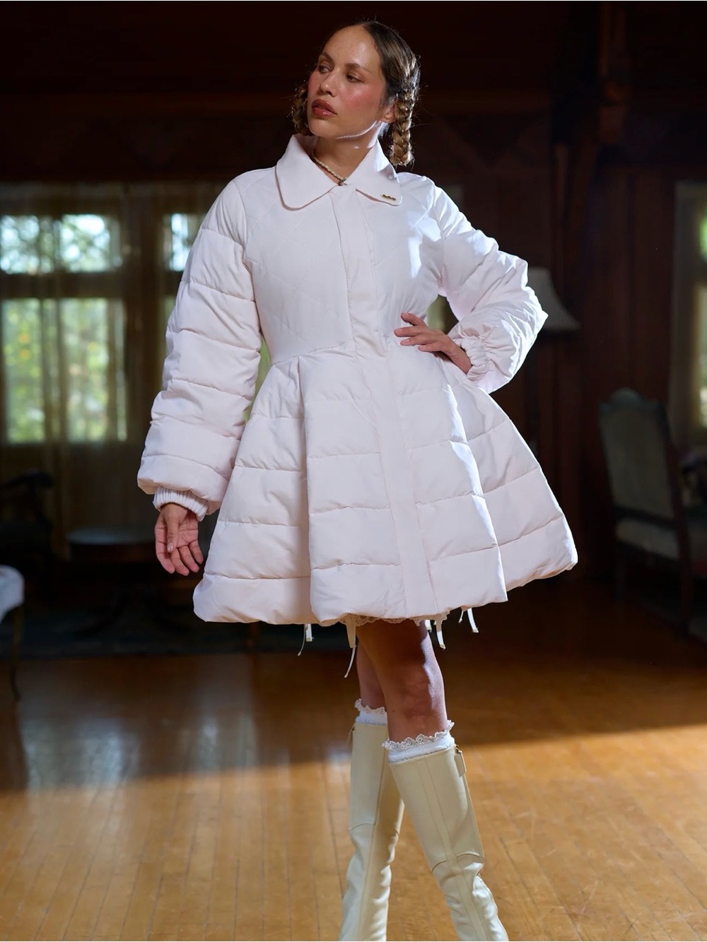 Selkie The Collection Dolly Baby Pink Quilted Flared Puffer Coat size 2X - Picture 6 of 11